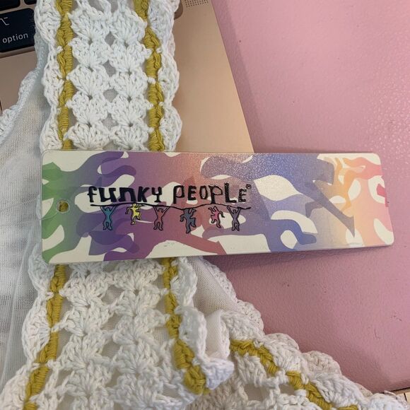 VTG Womens Funky People‎ Crochet Floral Dress Boho Cottage Mixed Media Size Med - Picture 5 of 13